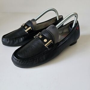 Marc Joseph Mulberry Womens Black Leather Loafer Casual Work Silver Detail 9.5